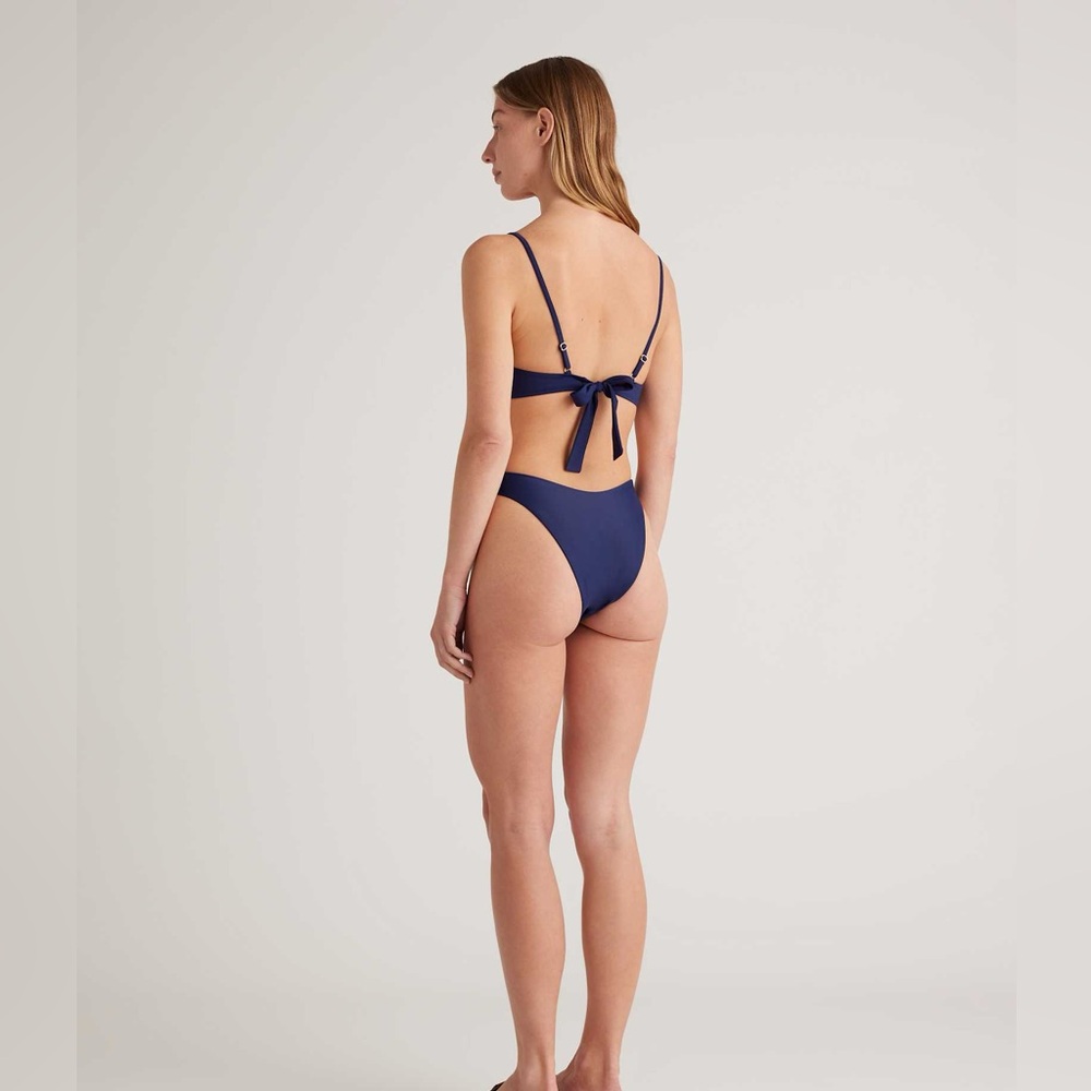 Quince Italian Low Rise Bikini Bottom Deep Navy Blue NEW